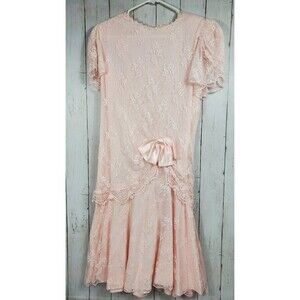 VTG Barbara Chodos Michael Marcella Dress WMNS Sz 12 Drop Waist Flapper Lace 80s